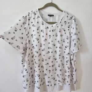 Hilary Radley Chiffon Blouse Top Floral Ditsy White Layered Office Teacher XL